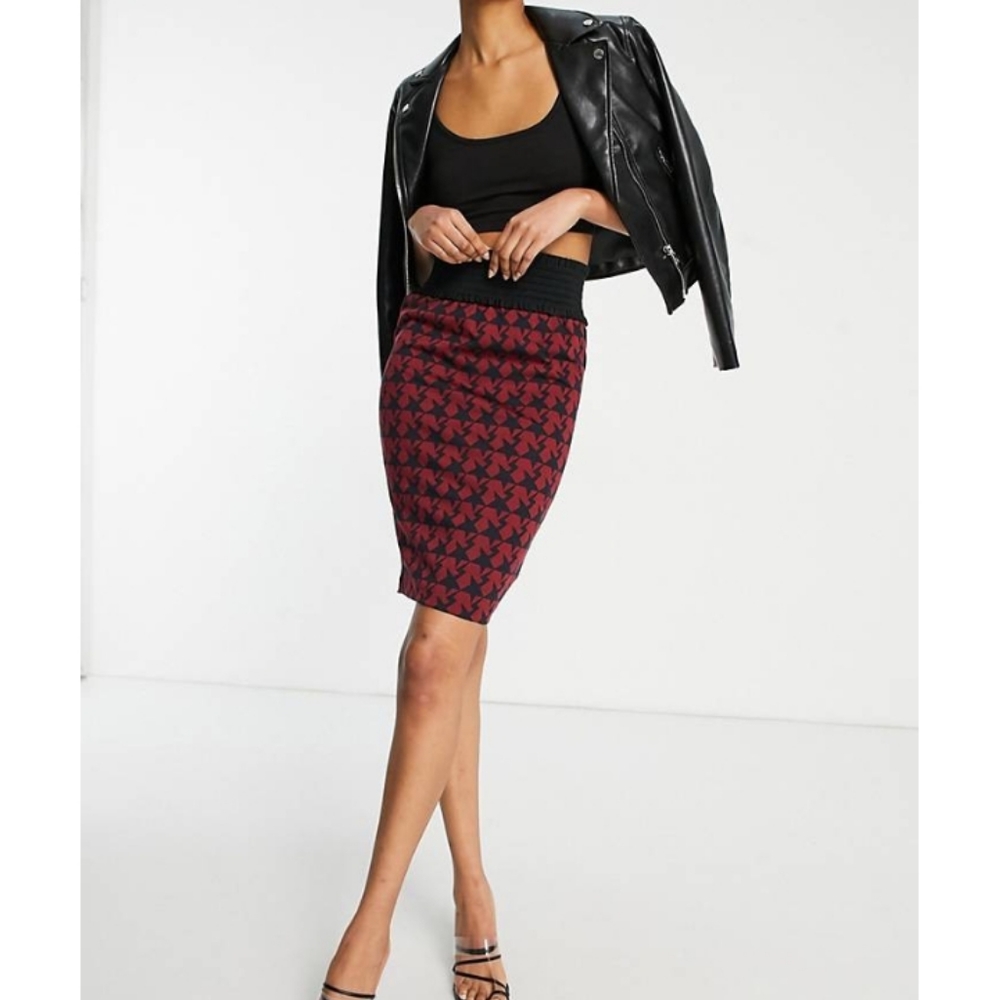 NEW Traffic People VISCOSE dogtooth design skirt 266 182